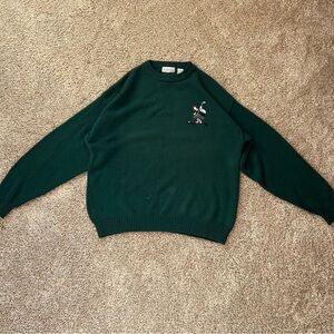 Green Crewneck Sweater with Embroidered Detail vintage IZOD Sweater